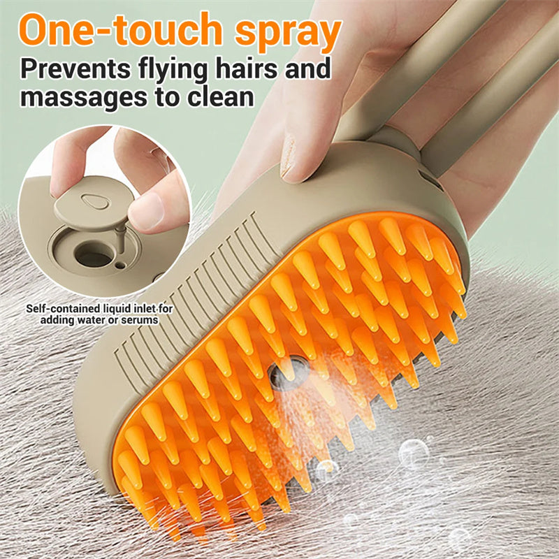 **3-in-1 Steamy Pet Brush **Electric spray grooming brush for cats & dogs—removes loose hair, reduces shedding, and gently massages for a clean, happy coat.