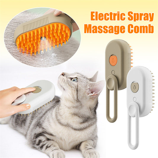 **3-in-1 Steamy Pet Brush **Electric spray grooming brush for cats & dogs—removes loose hair, reduces shedding, and gently massages for a clean, happy coat.