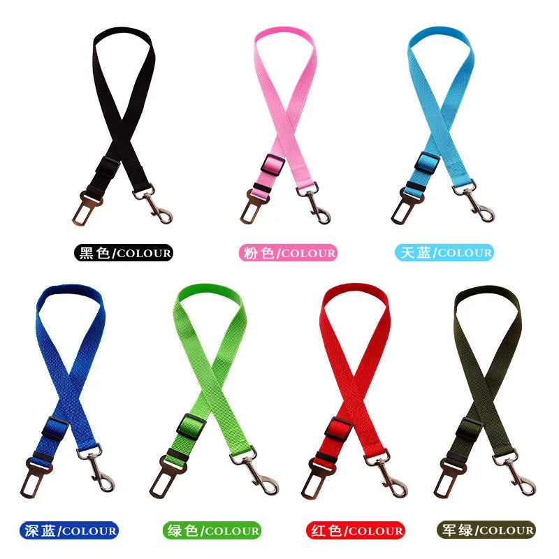 Adjustable Pet Car Seat Belt – Safety Harness Clip for Dogs