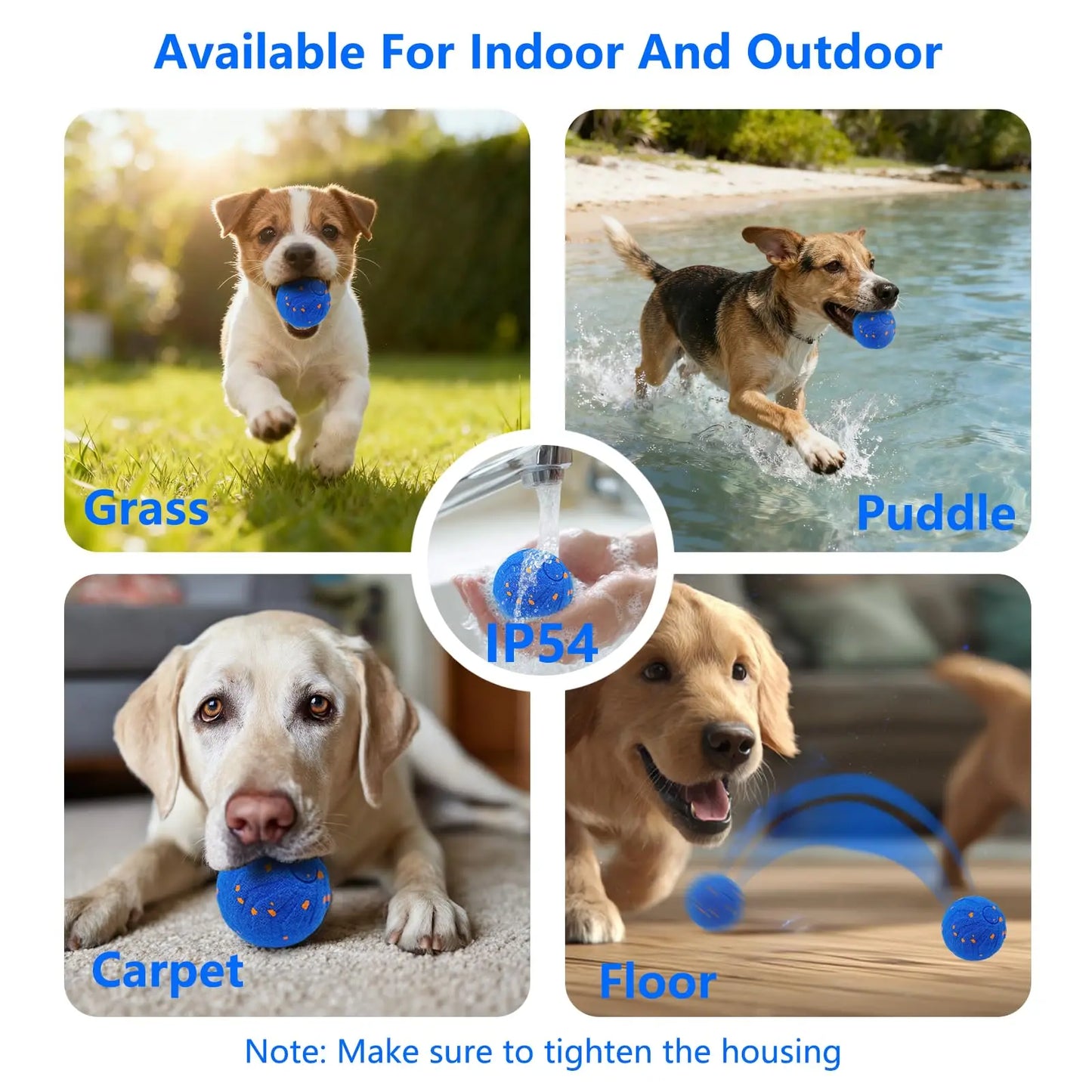 Interactive Dog Ball – Automatic Moving & Vibrating Dog Toy for Medium & Large Dogs (Durable E-TPU Wicked Ball)