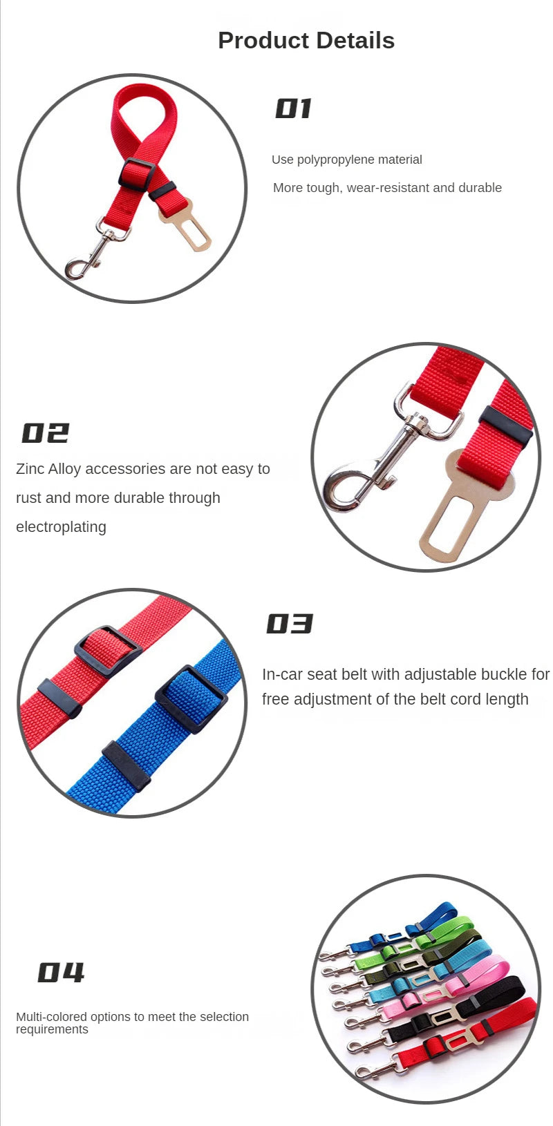 Adjustable Pet Car Seat Belt – Safety Harness Clip for Dogs