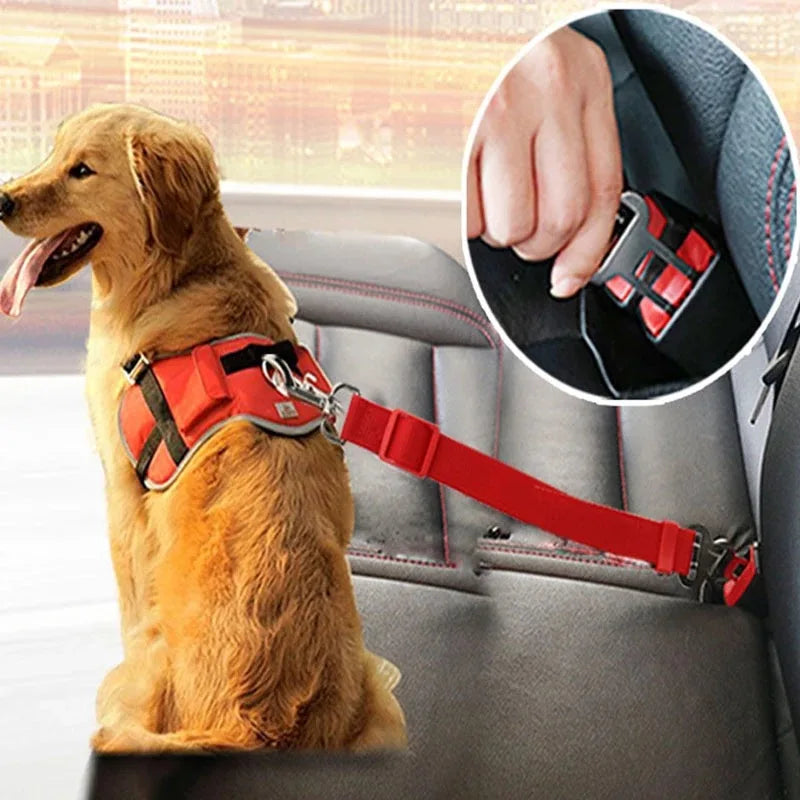 Adjustable Pet Car Seat Belt – Safety Harness Clip for Dogs