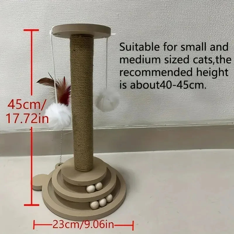 Interactive Wooden Cat Scratcher & Ball Toy