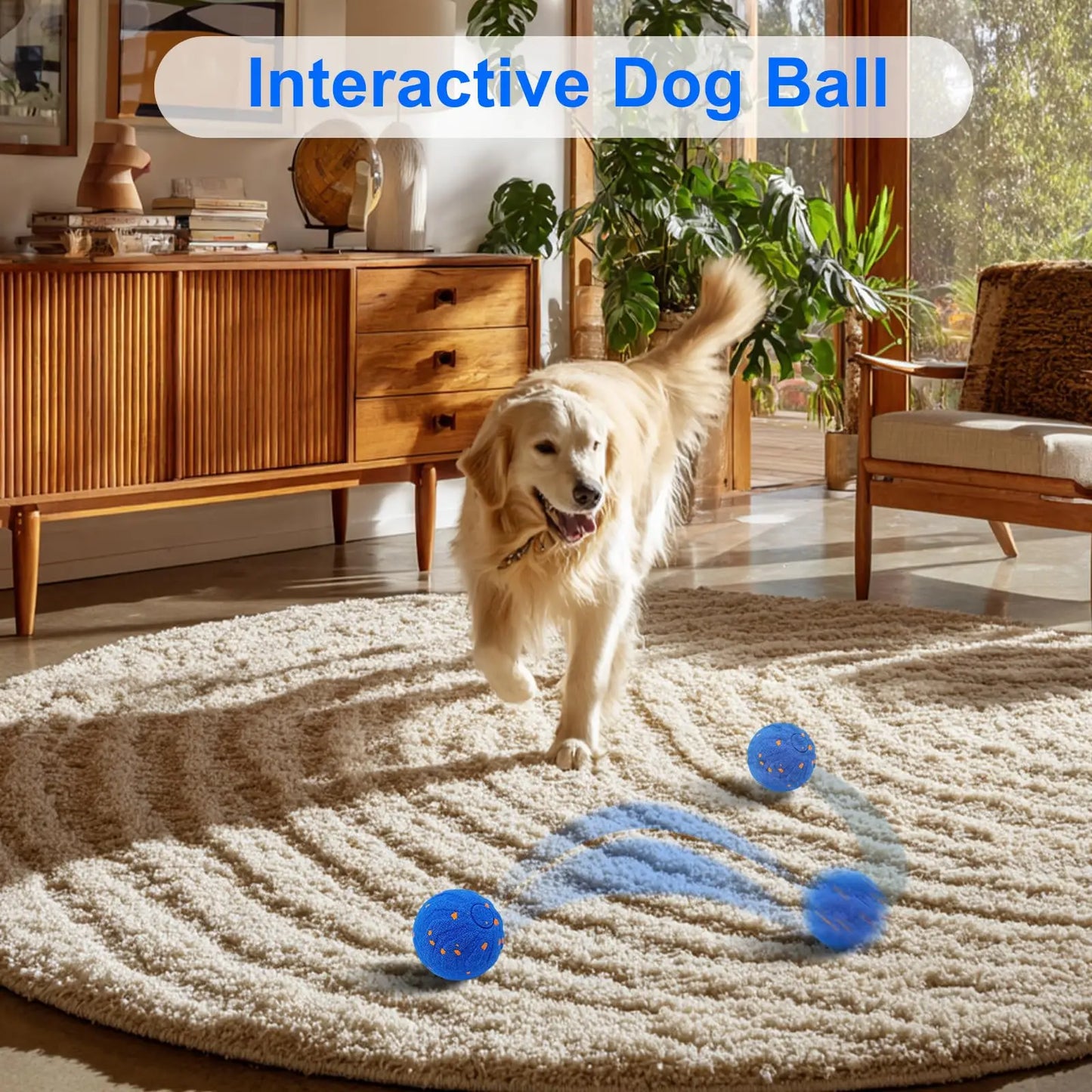 Interactive Dog Ball – Automatic Moving & Vibrating Dog Toy for Medium & Large Dogs (Durable E-TPU Wicked Ball)