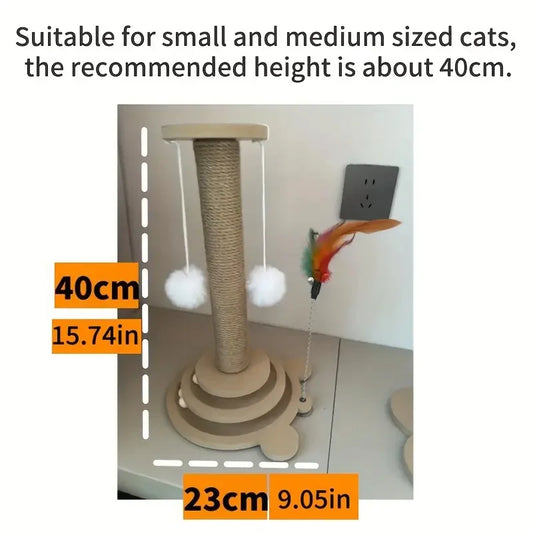 Interactive Wooden Cat Scratcher & Ball Toy