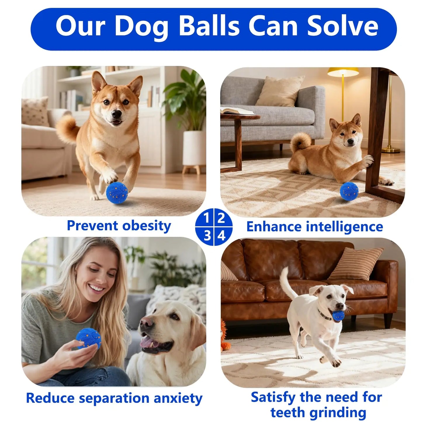 Interactive Dog Ball – Automatic Moving & Vibrating Dog Toy for Medium & Large Dogs (Durable E-TPU Wicked Ball)
